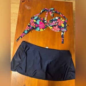 dELiA*s Sz XL Floral/Black 2 PC Swimsuit GUC😊😊